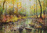 By The River, Brondbyvester Paintings - Leafs on the River by 2011